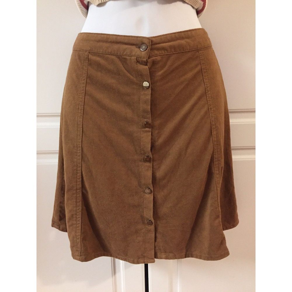 Bajee Collection Skirt Womens Size Large Brown Button Up Front‎ A Line Casual